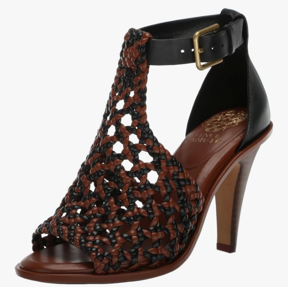 Vince Camuto Women's Black and Brown Woven Frasper Heels